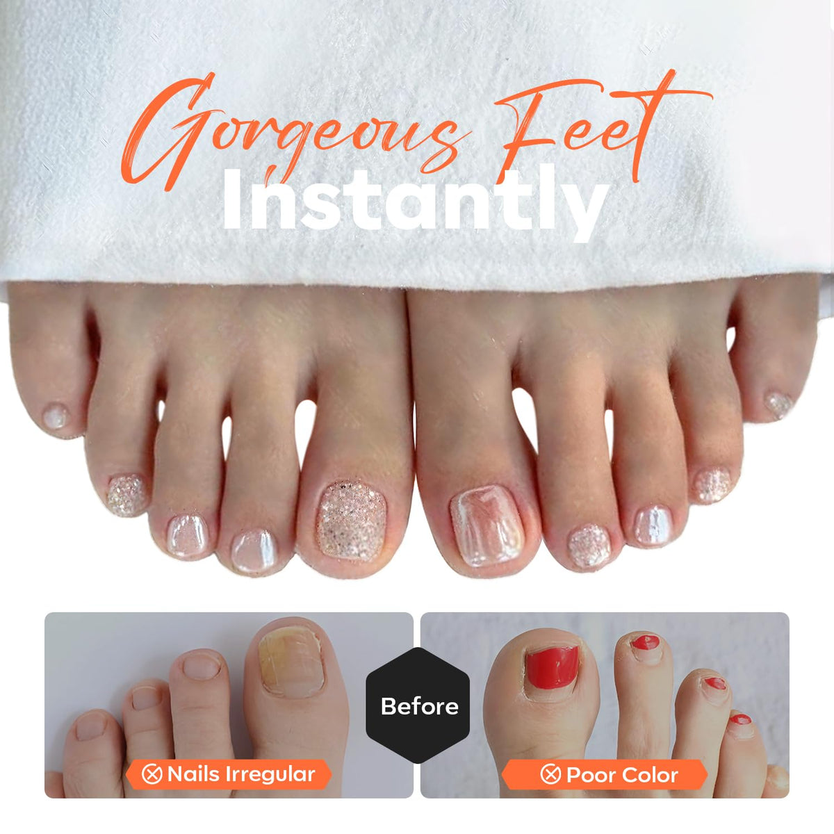 modelones Toe Nail Tips close-up showing rounded edges