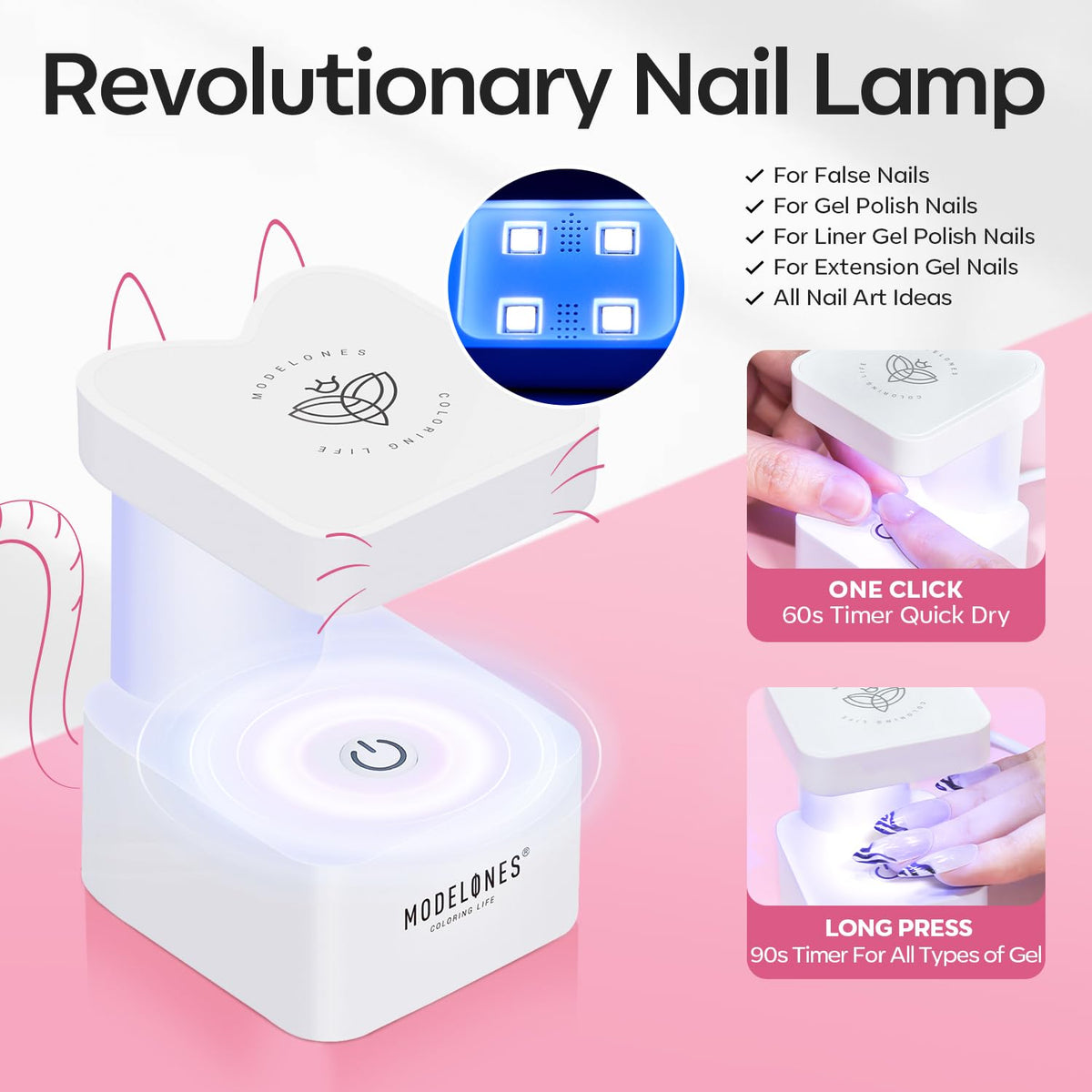 modelones UV LED Nail Lamp with timer settings
