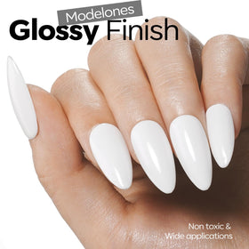 modelones White Gel Nail Polish 15ml application on nails