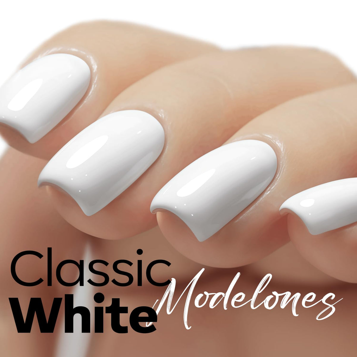 modelones White Gel Nail Polish 15ml brush detail
