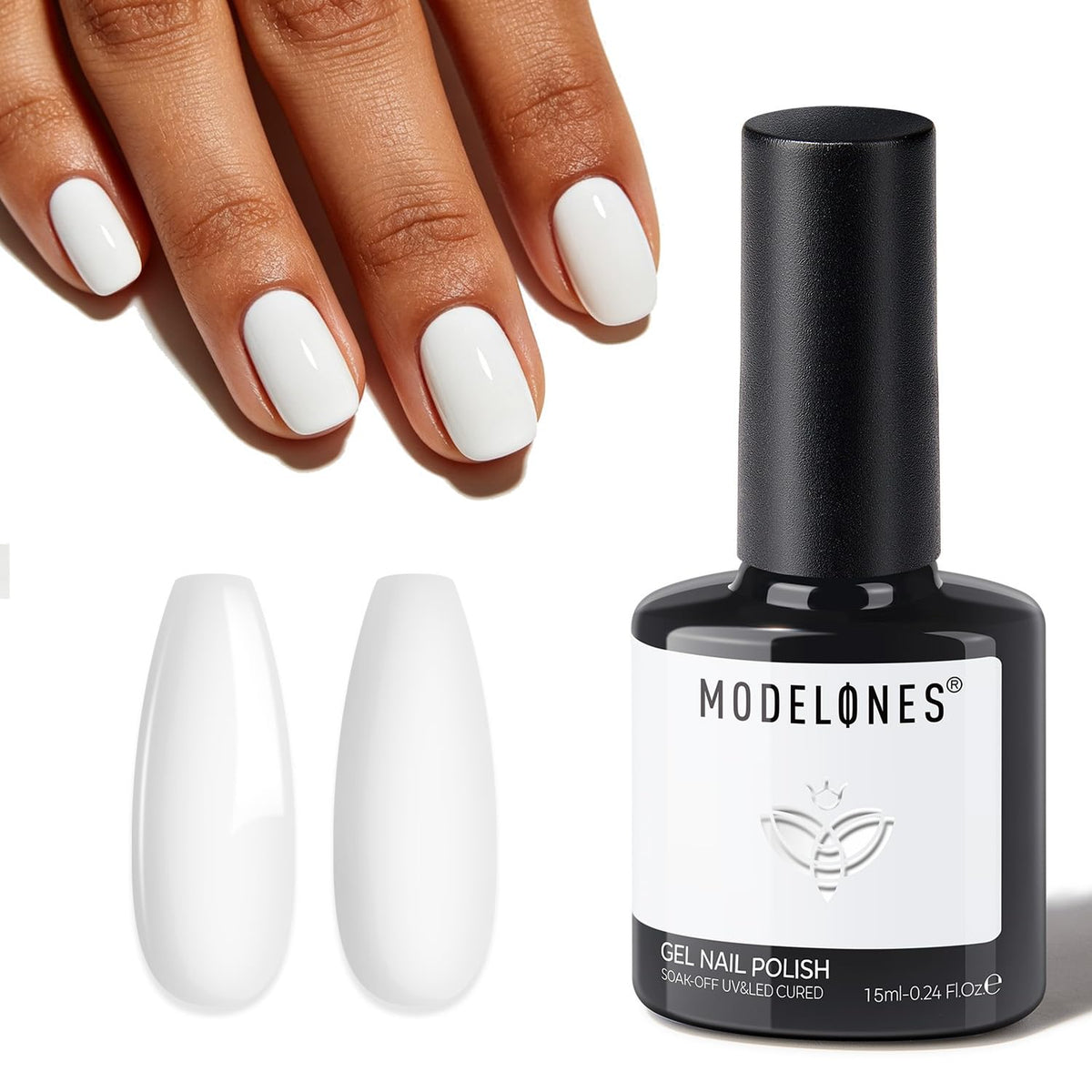 modelones White Gel Nail Polish 15ml front view