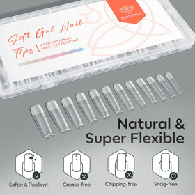 Modelones XXL Long Square Nail Tips with gel polish application