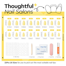 Modelones Yellow Press on Nails applied on fingers