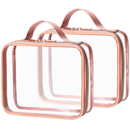 MODENGKONGJIAN Clear Toiletry Bag 2-Pack front view with handles