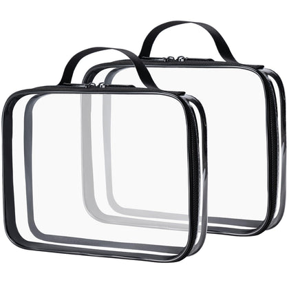 MODENGKONGJIAN Clear Toiletry Bag front view, black