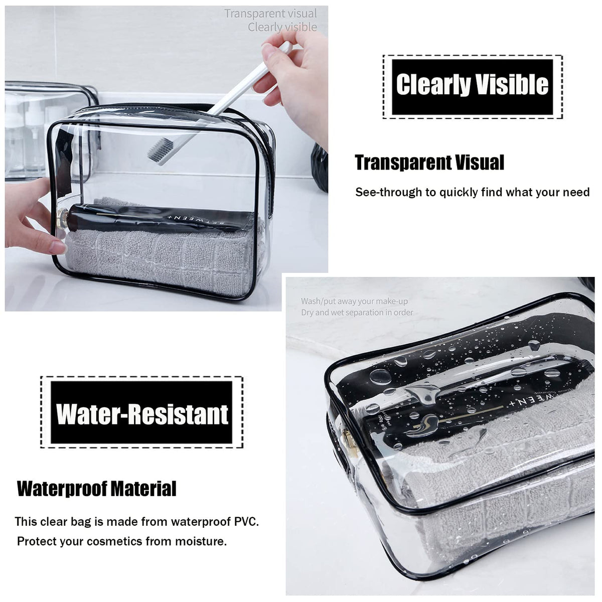 MODENGKONGJIAN Clear Toiletry Bag in luggage