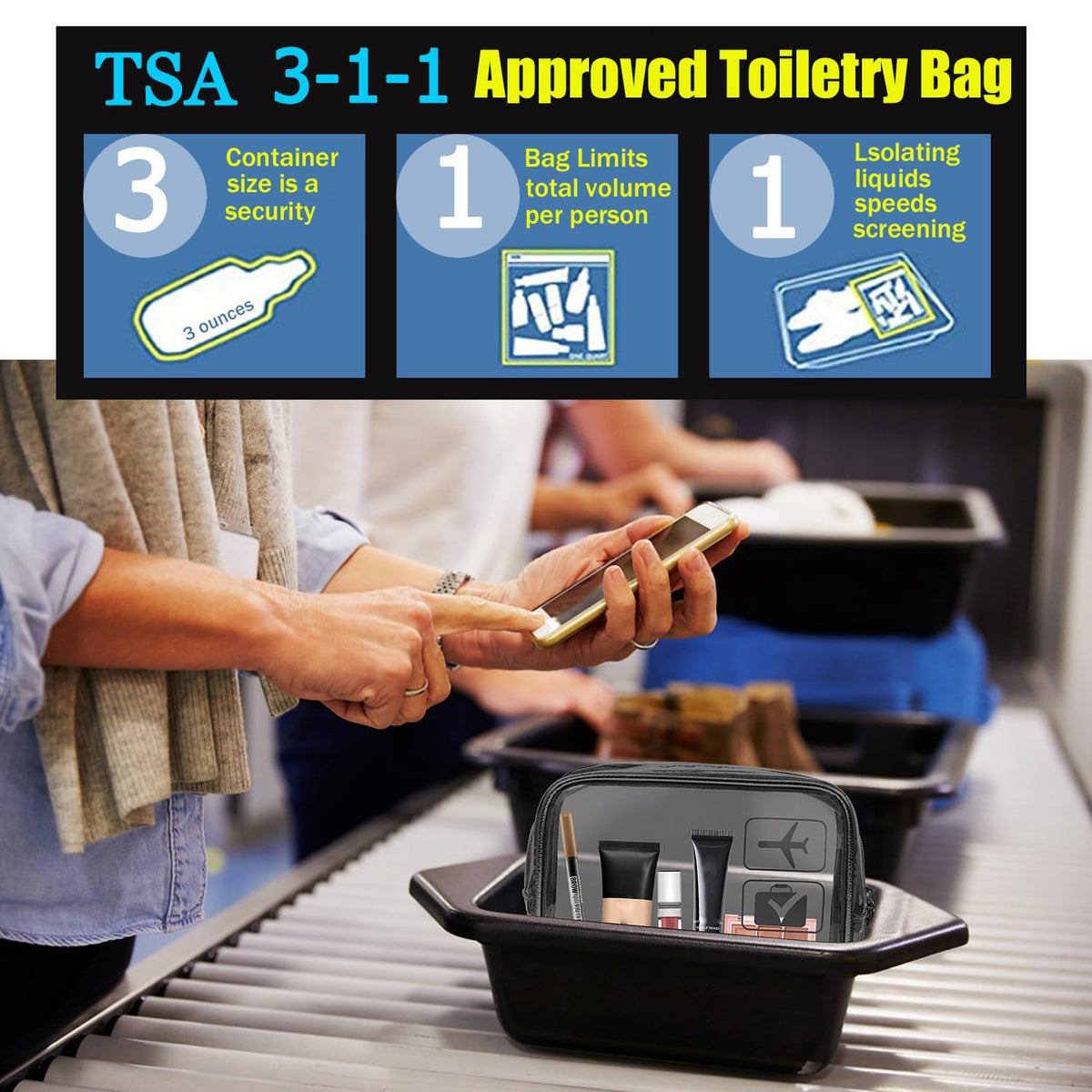 MODENGKONGJIAN Clear Toiletry Bag packaging
