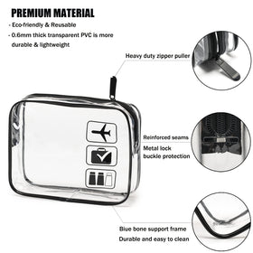 MODENGKONGJIAN clear toiletry bag showing zipper and seams