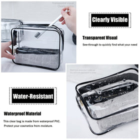 MODENGKONGJIAN clear toiletry bag with travel bottles inside