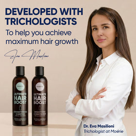 Moerie Hair Growth Shampoo texture on hand