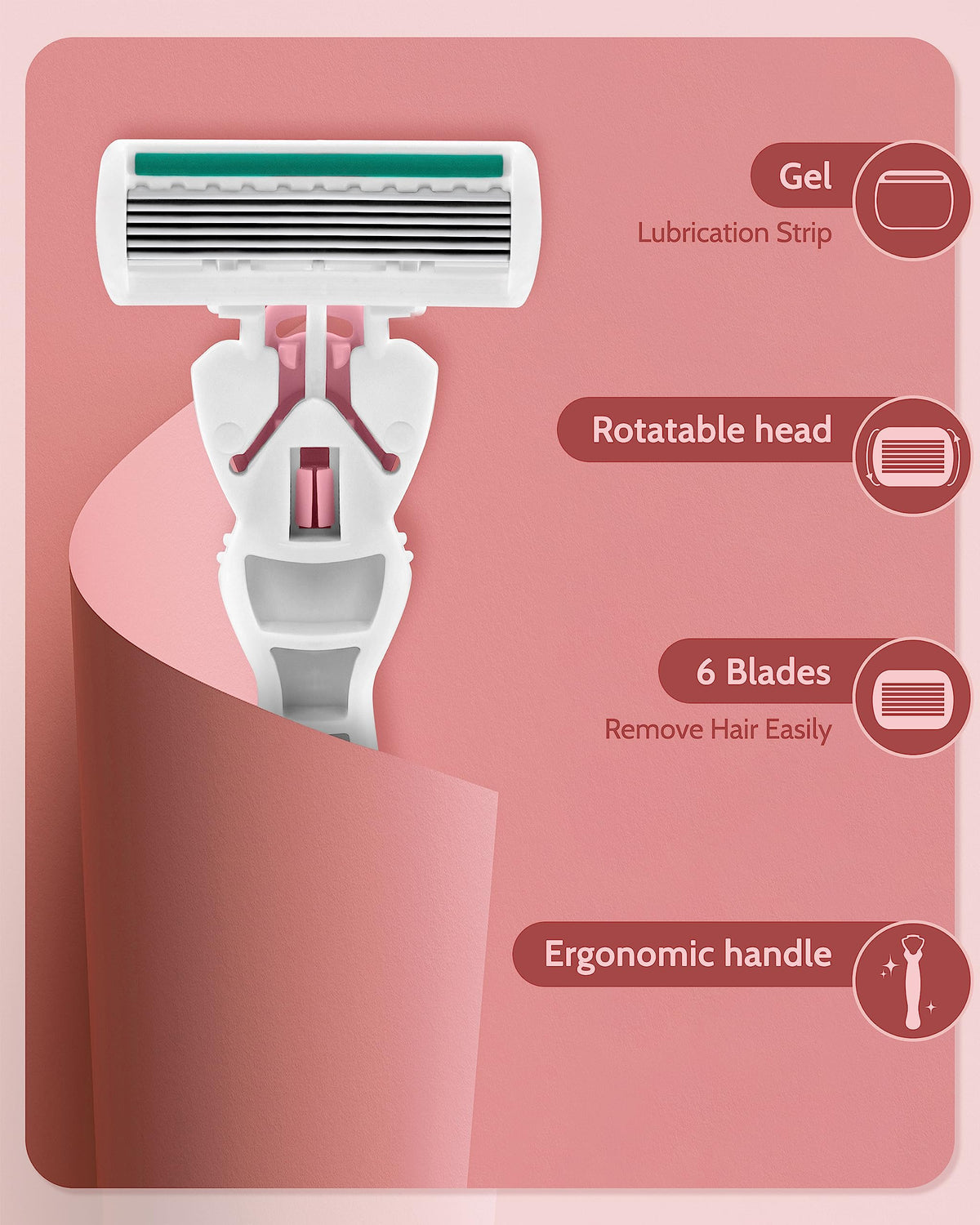 MoHern Women's Razors with gel lubrication strip close-up