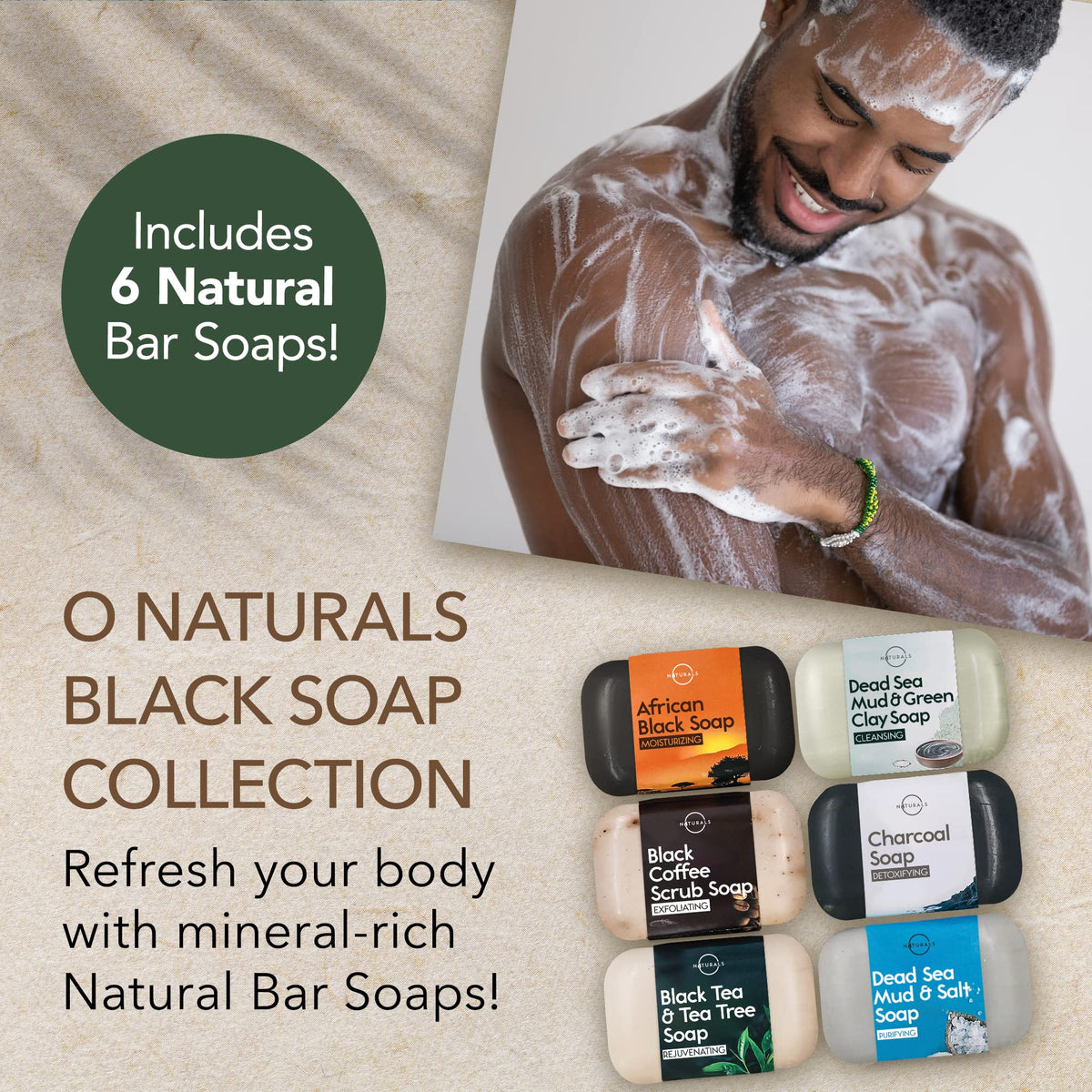 Moisturising African Black Soap bar from O NATURALS