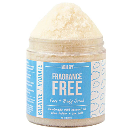 Mojo Spa Fragrance Free Face and Body Scrub 10 oz jar front view