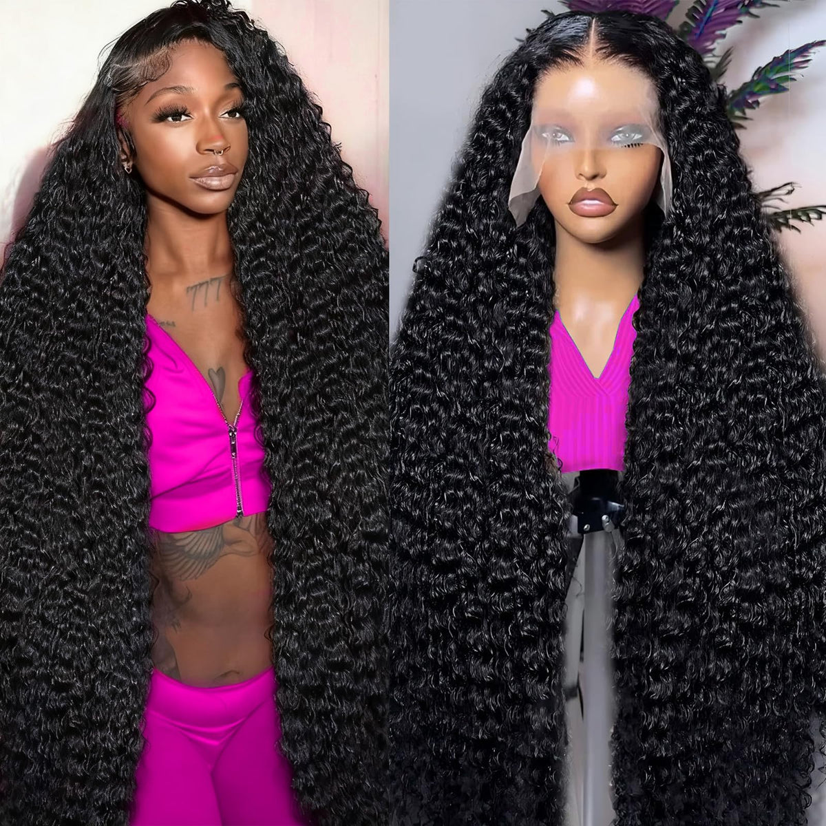 Momaksa 30 Inch Lace Front Wig in deep wave style front view