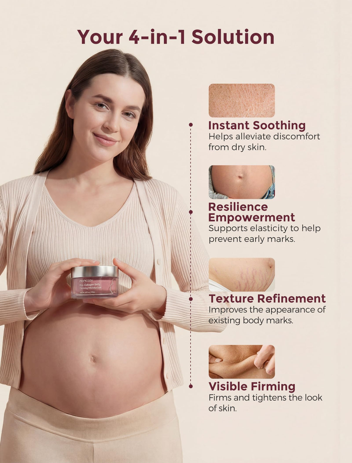 Momcozy Belly Oil Cream set with other skincare products