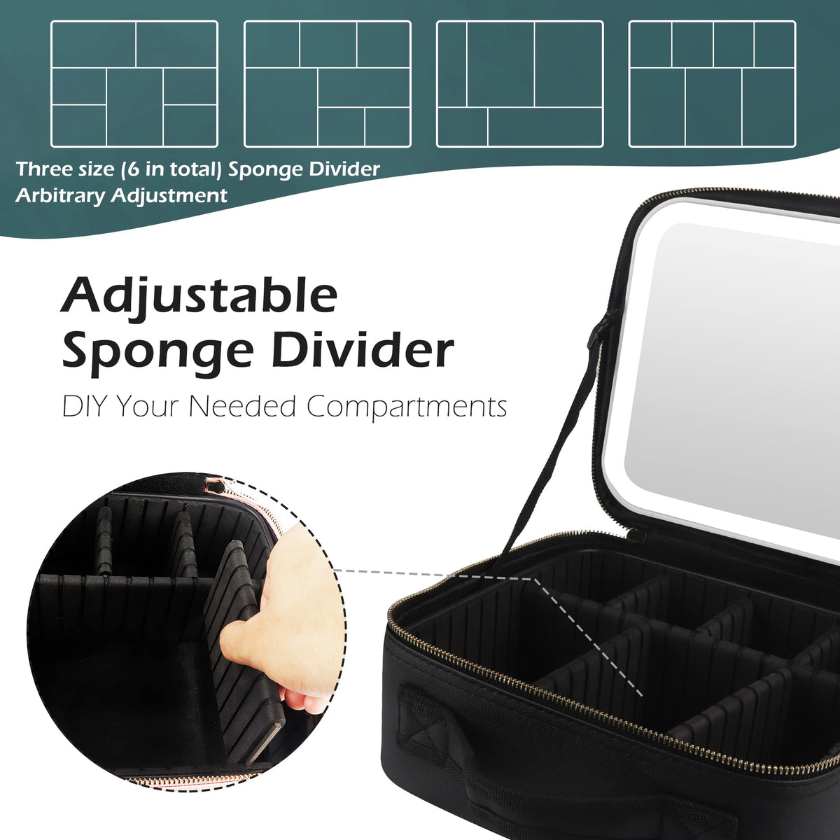 MOMIRA Travel Makeup Bag side view with ergonomic handle