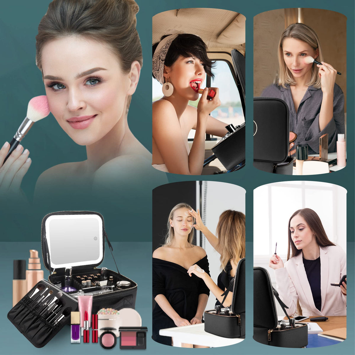 MOMIRA Travel Makeup Bag with included brush bag