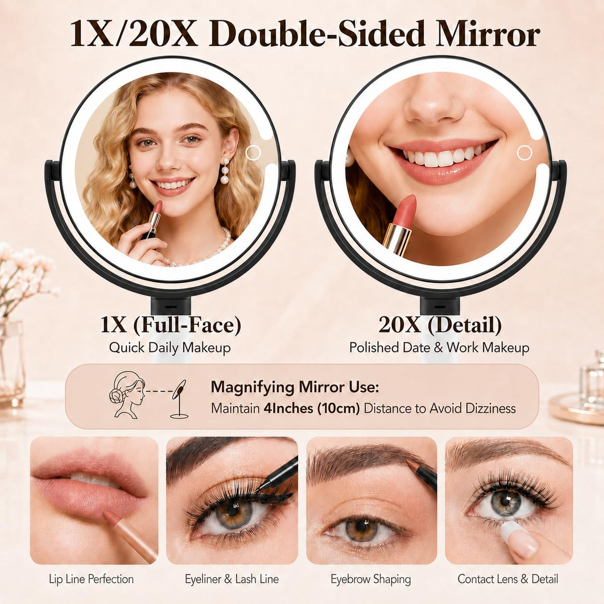 MOMOKUBA adjustable height makeup mirror