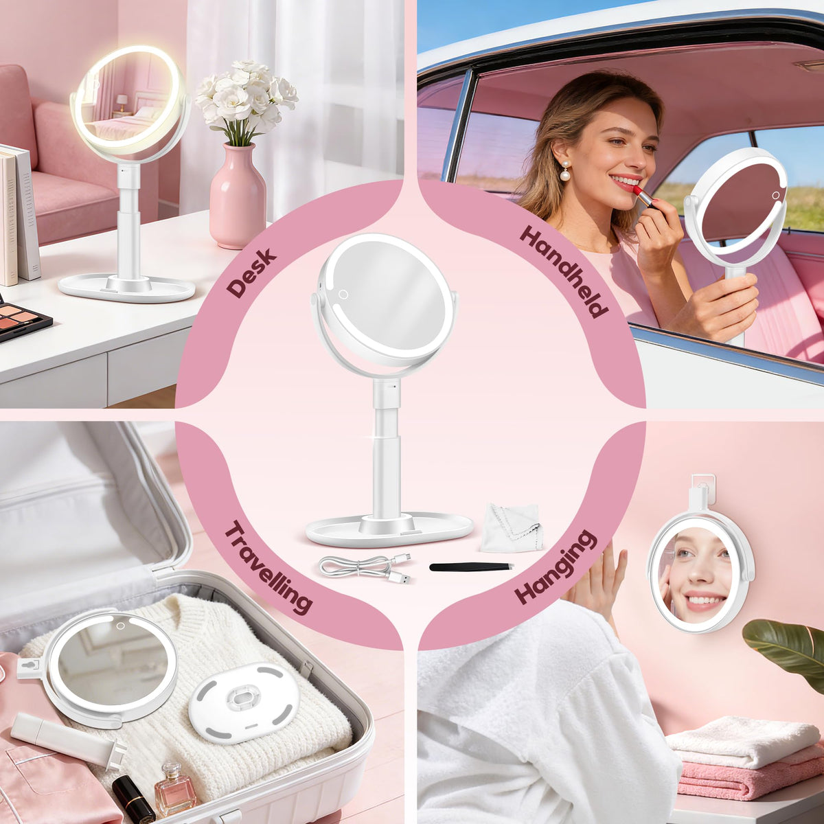 MOMOKUBA Makeup Mirror close-up of LED light controls