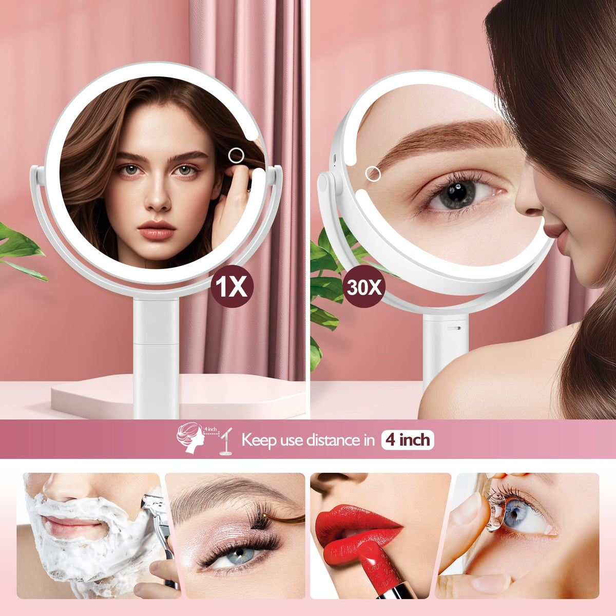 MOMOKUBA Makeup Mirror side view with adjustable height