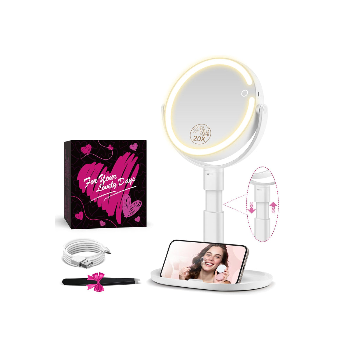 MOMOKUBA Makeup Mirror with Lights front view