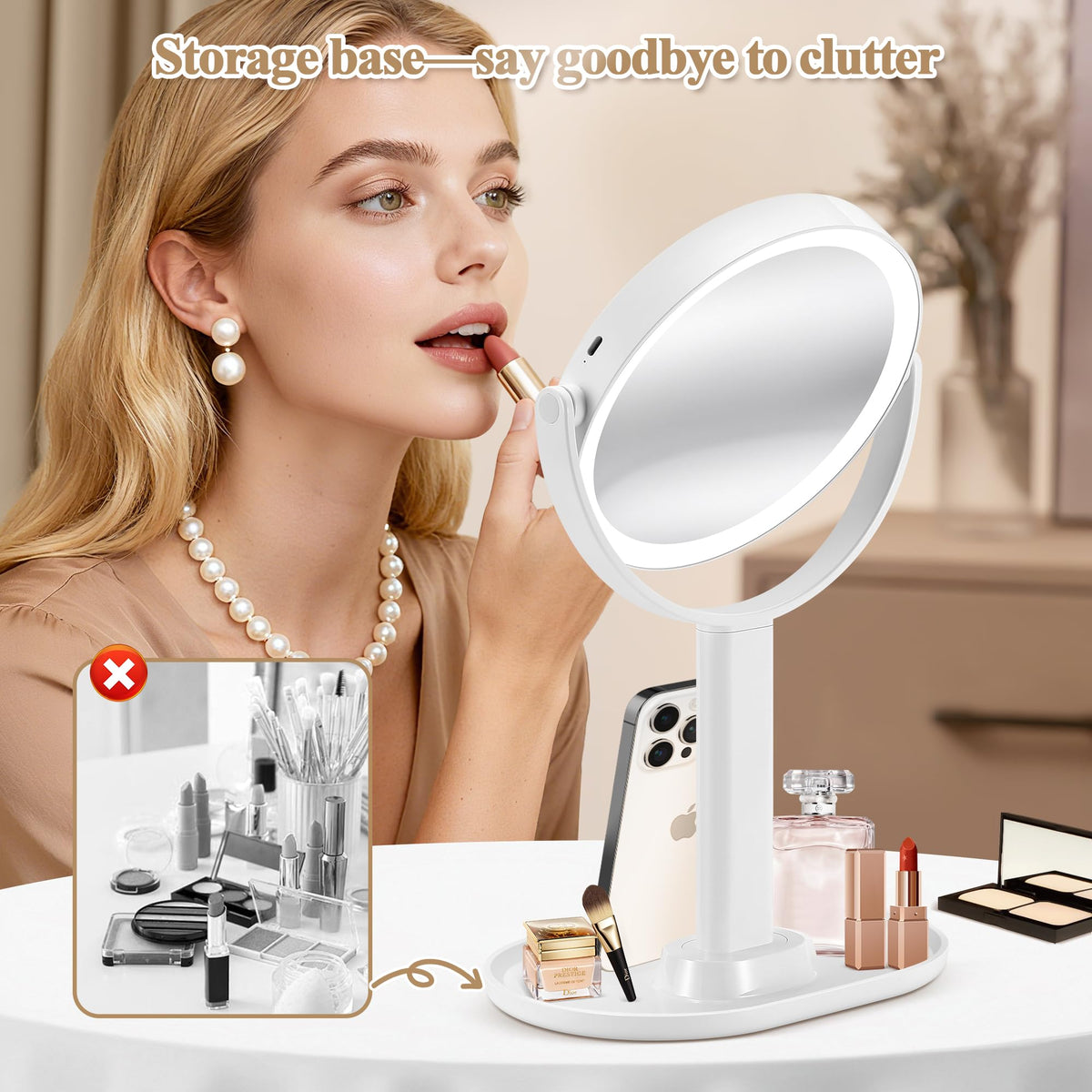 MOMOKUBA Makeup Mirror with phone holder