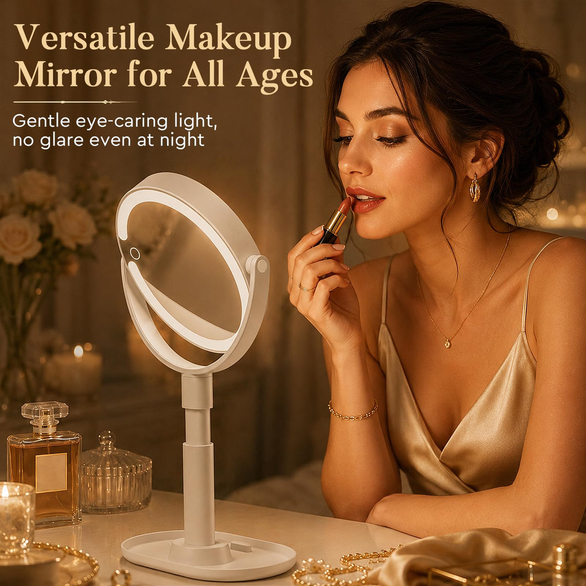 MOMOKUBA Makeup Mirror with storage base