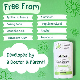 MONA 100% Natural Deodorant for Kids ingredients list