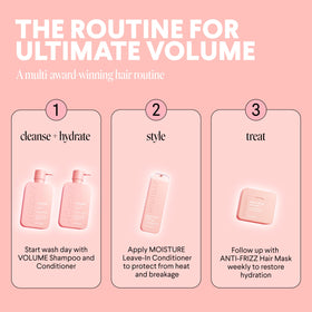 MONDAY HAIRCARE Volume Shampoo and Conditioner set on a vanity