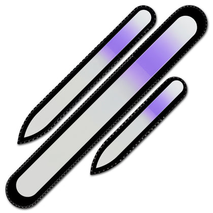 Mont Bleu set of 3 glass nail files in protective pouch
