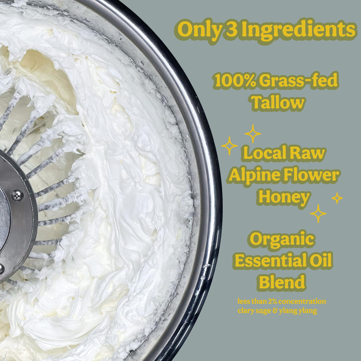 moochi Beef Tallow Whipped Balm with fresh alpine flowers