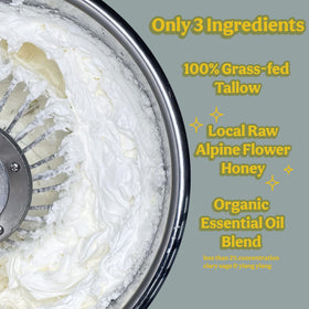 moochi Beef Tallow Whipped Balm with fresh alpine flowers