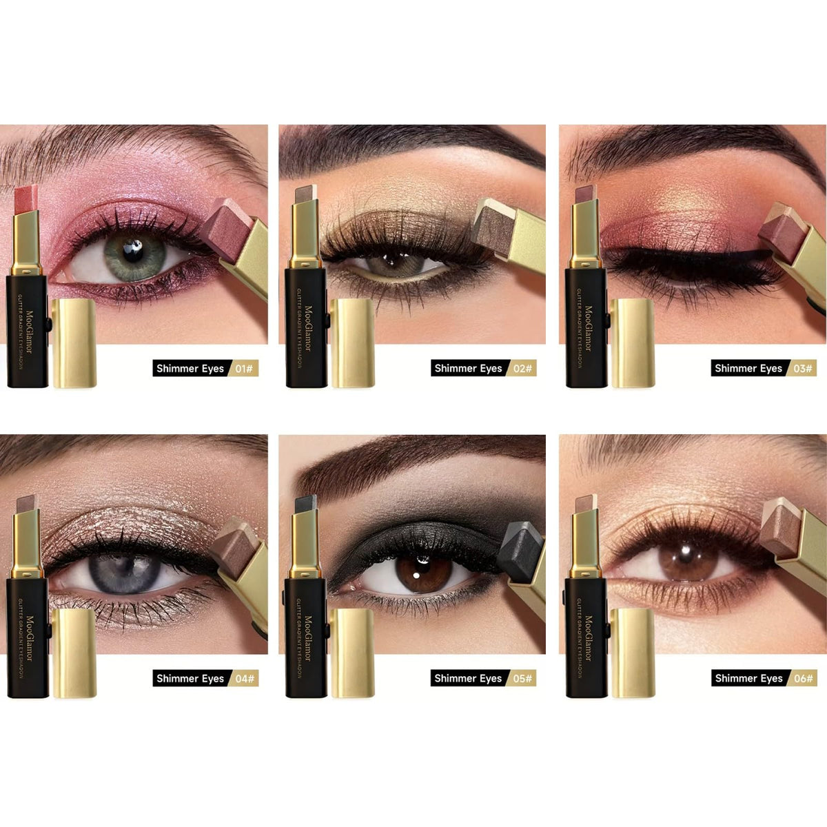 MooGlamor Eyeshadow Stick swatches on skin