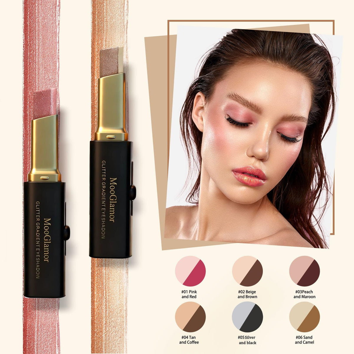 MooGlamor Eyeshadow Stick with smooth glittery texture close-up