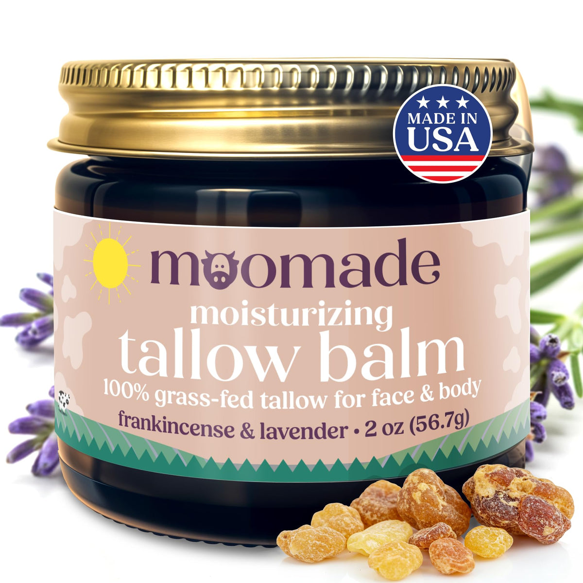 moomade Organic Beef Tallow Balm front view with packaging