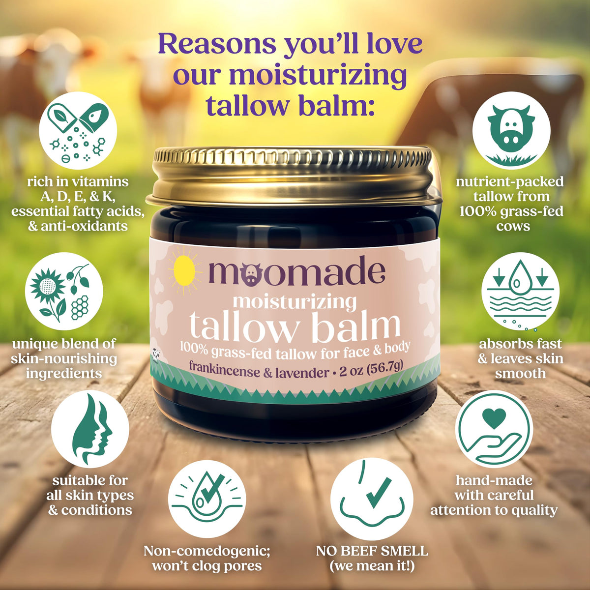 moomade Organic Beef Tallow Balm with essential oils