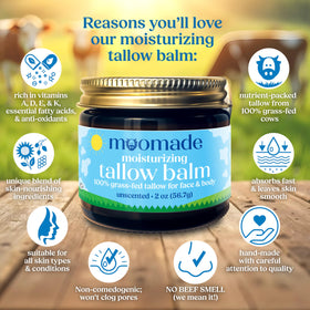 moomade Organic Beef Tallow Balm with Rosehip Oil lid