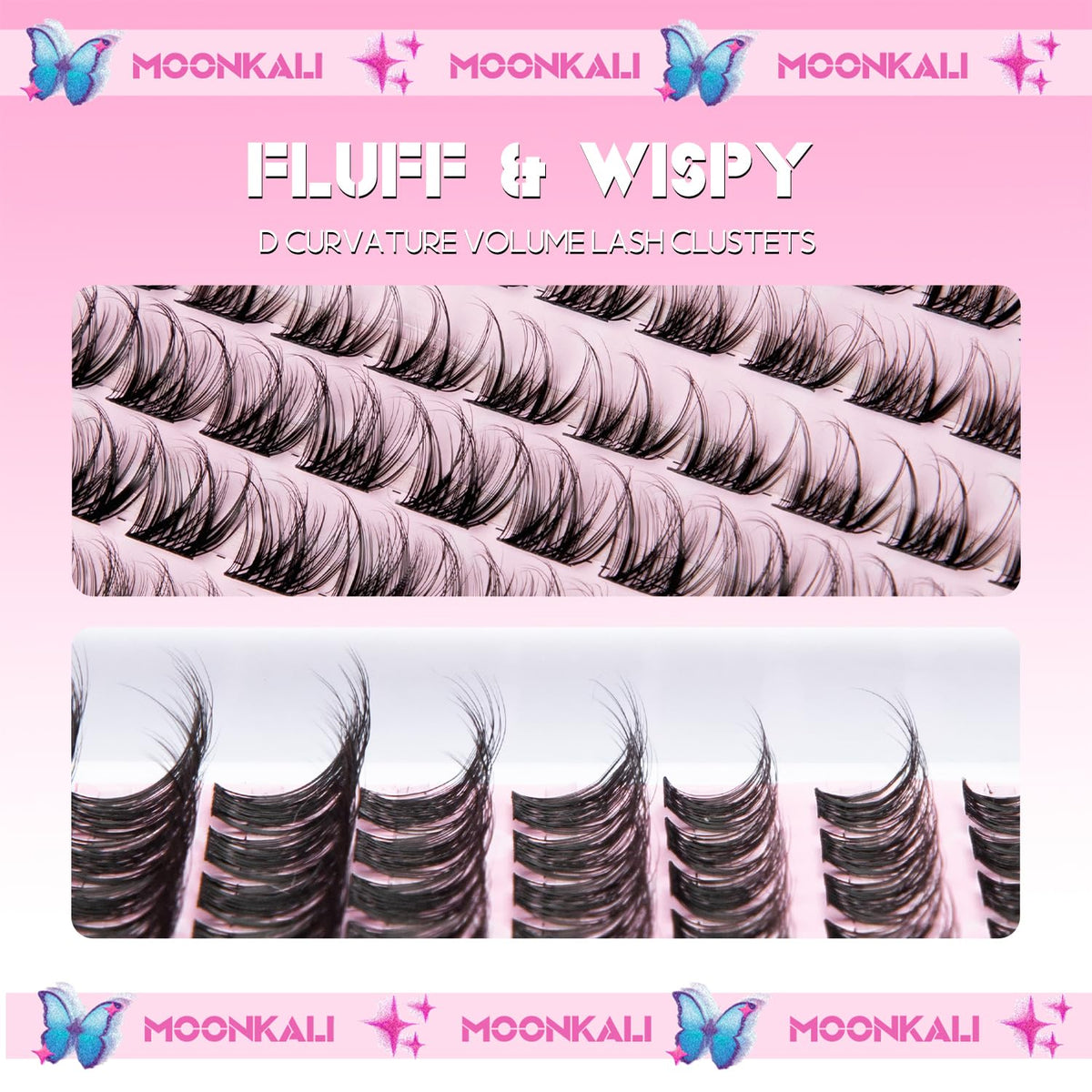 MOONKALI Lash Clusters Kit showing various lash styles