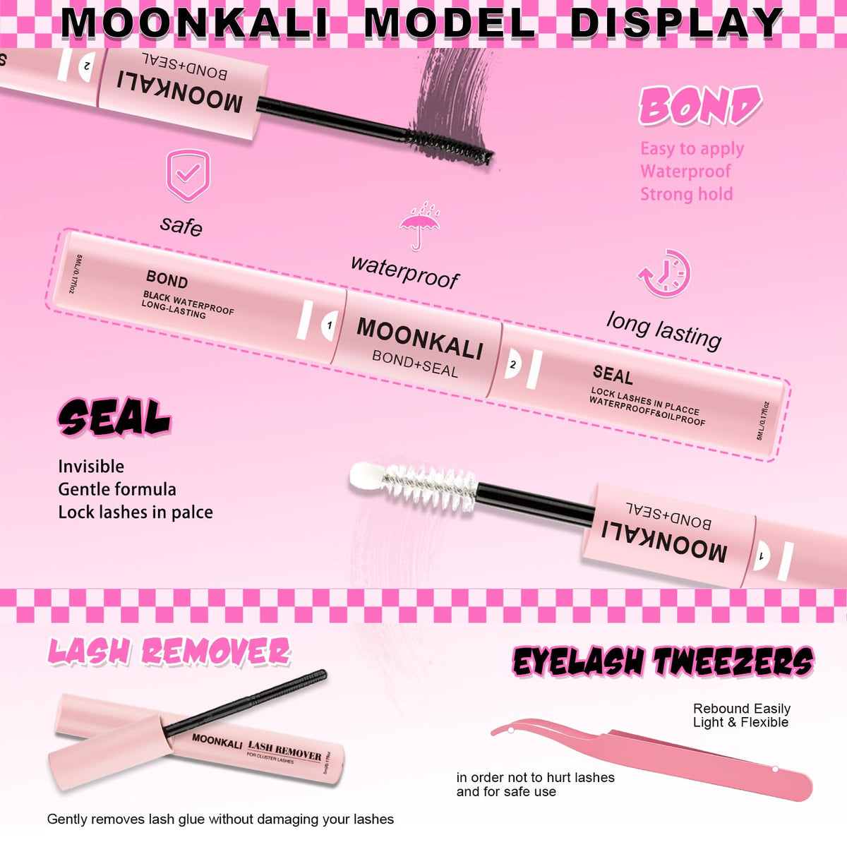 MOONKALI Lash Clusters Kit with lash remover