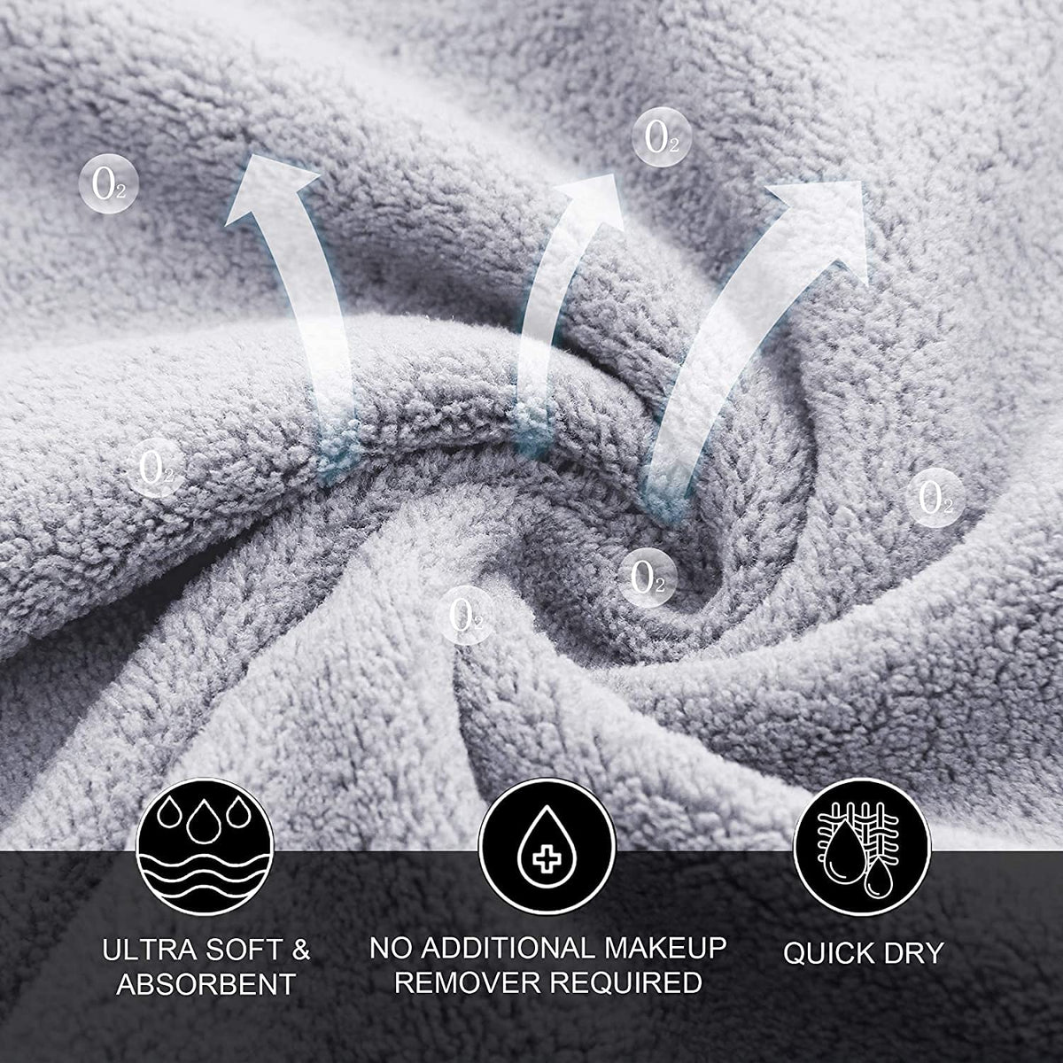 MOONQUEEN microfiber face towels in grey colour