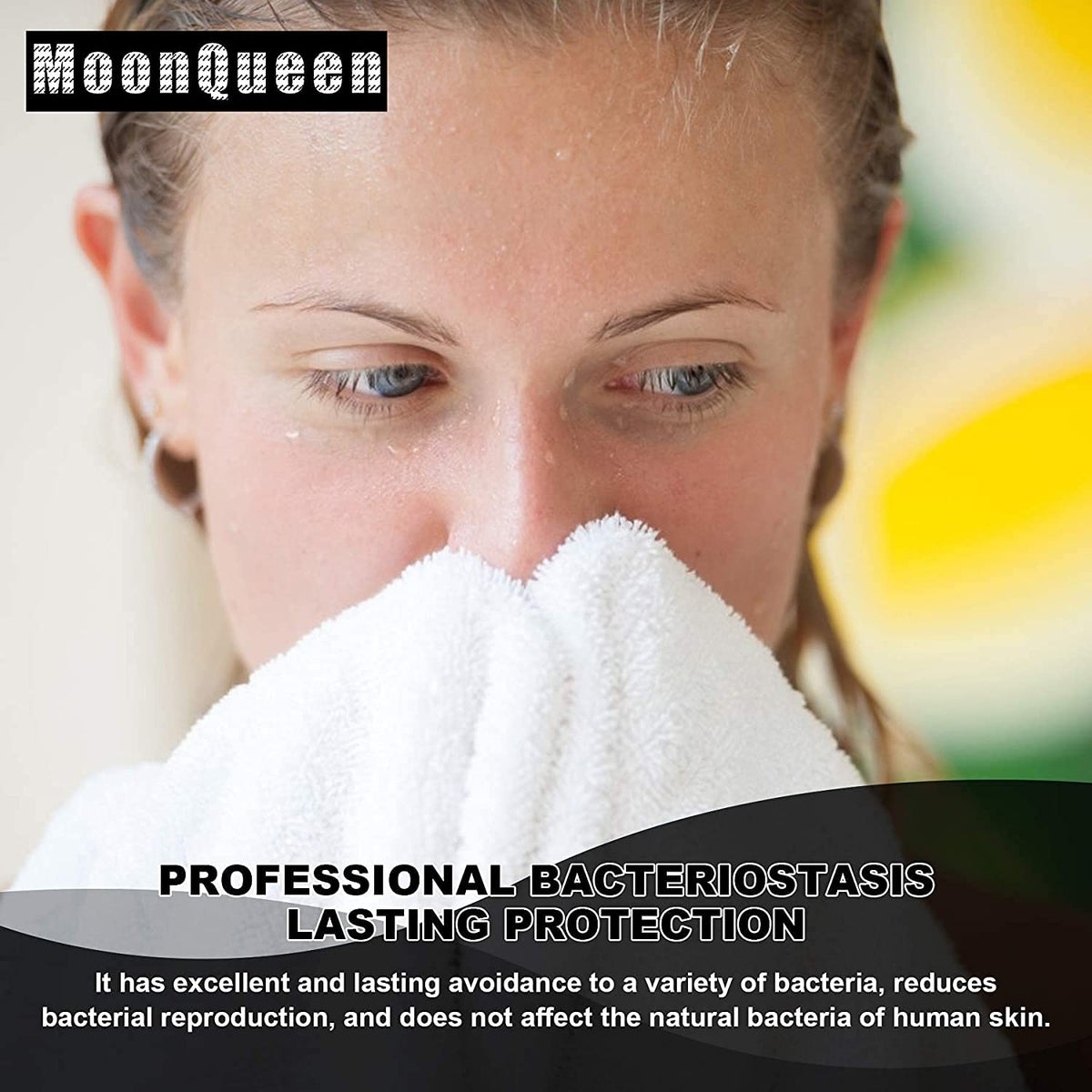 MOONQUEEN microfiber face towels stacked neatly