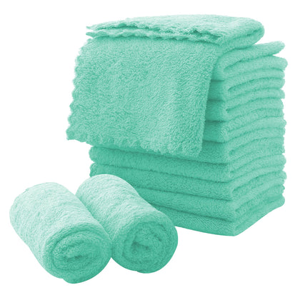 MOONQUEEN Microfiber Facial Cloths 12 Pack Aqua Green front view