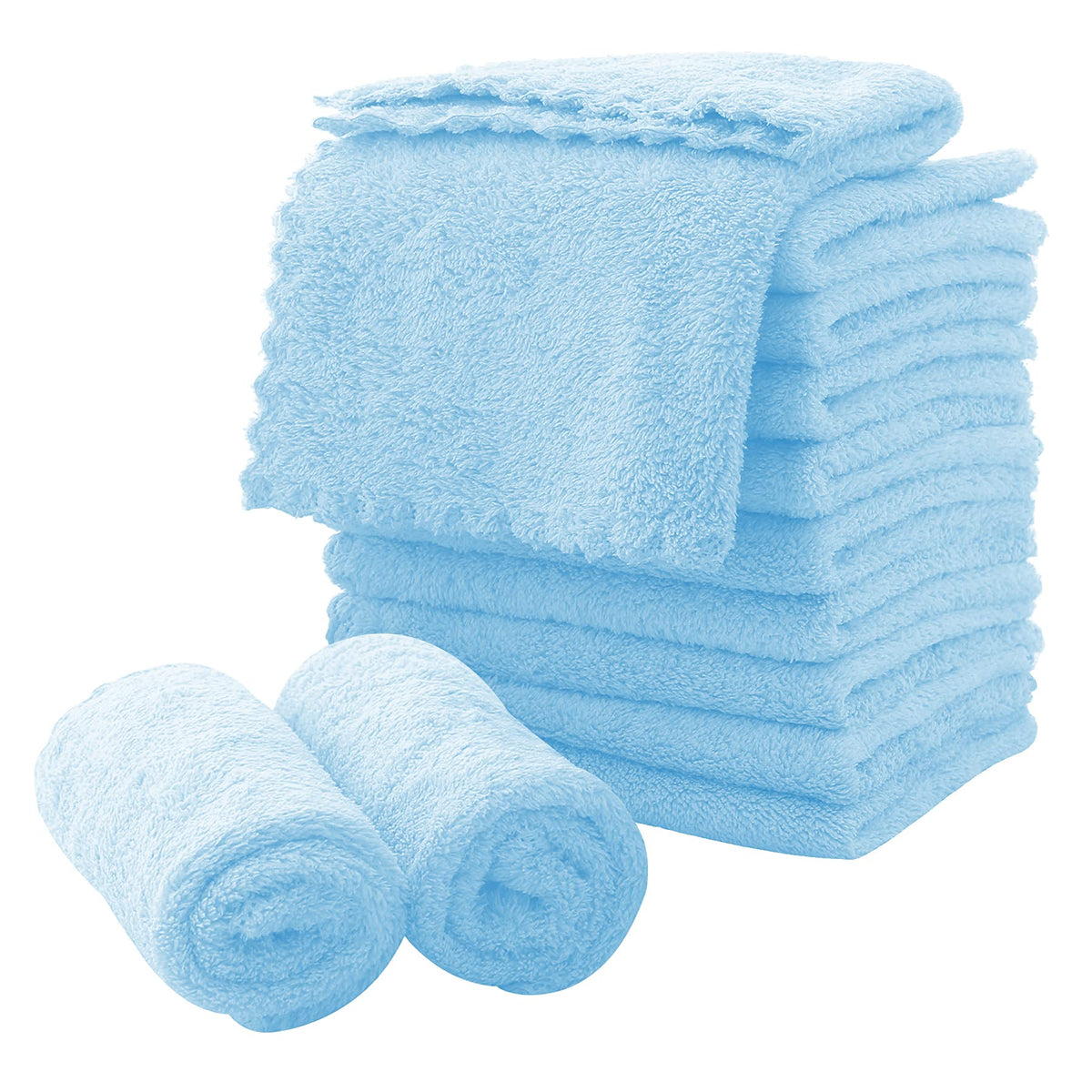 MOONQUEEN Microfiber Facial Cloths 12 Pack in Aquamarine front view
