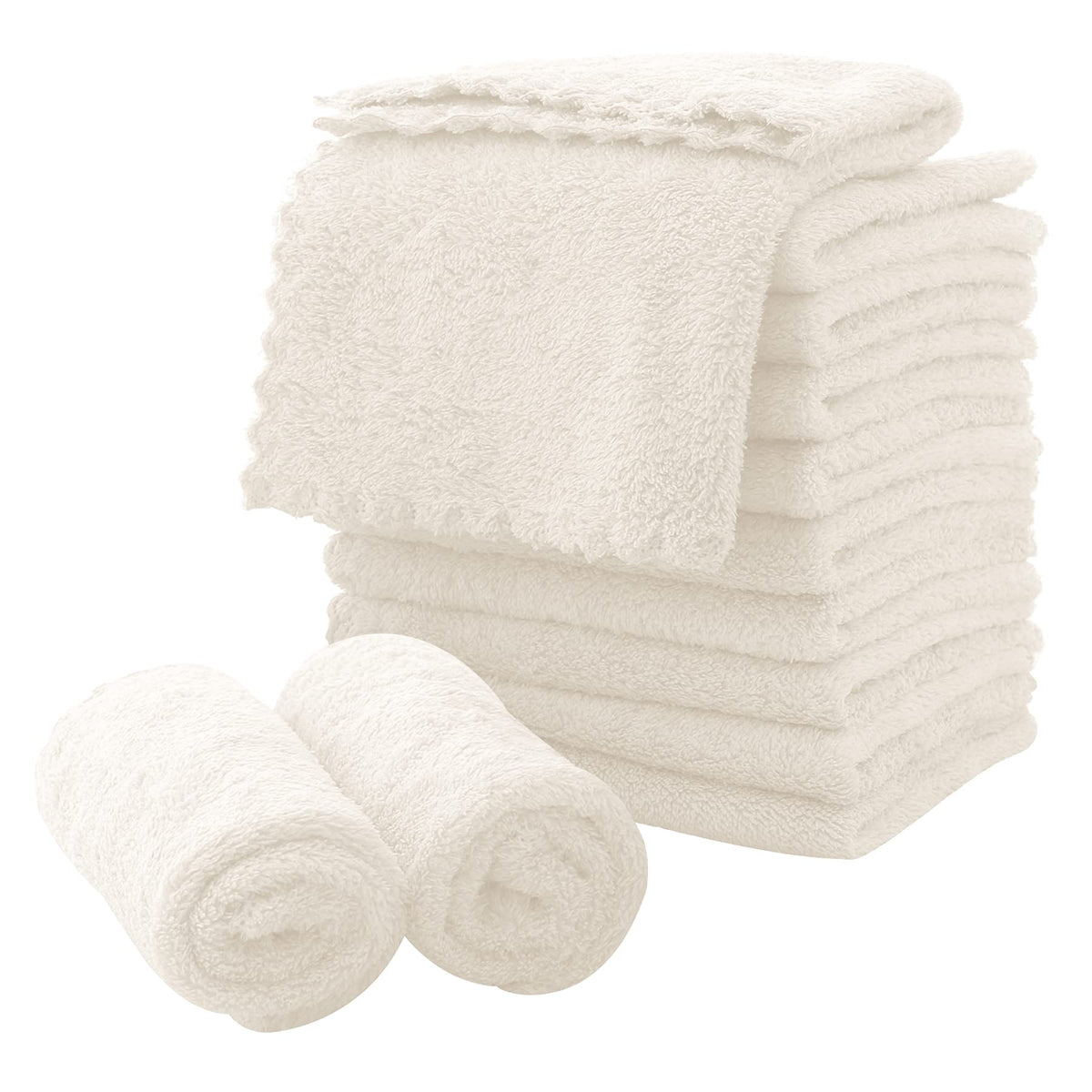 MOONQUEEN Microfiber Facial Cloths 12 Pack in cream colour