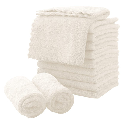 MOONQUEEN Microfiber Facial Cloths 12 Pack in cream colour