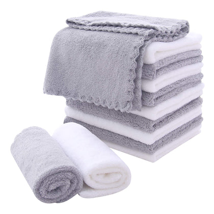 MOONQUEEN Microfiber Facial Cloths 12 Pack in grey and white