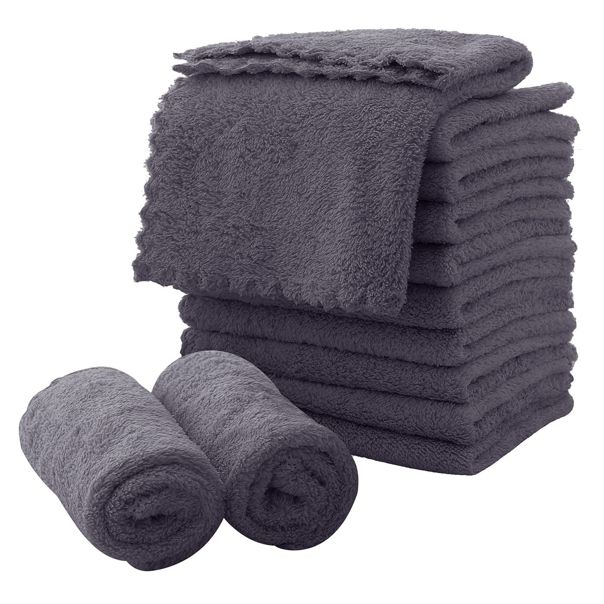 MOONQUEEN Microfiber Facial Cloths 12 Pack in grey front view