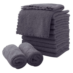 MOONQUEEN Microfiber Facial Cloths 12 Pack in grey front view