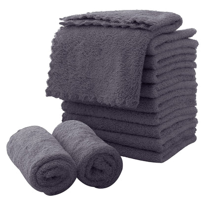 MOONQUEEN Microfiber Facial Cloths 12 Pack in grey front view