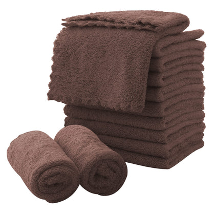 MOONQUEEN Microfiber Facial Cloths 12 Pack in wood brown